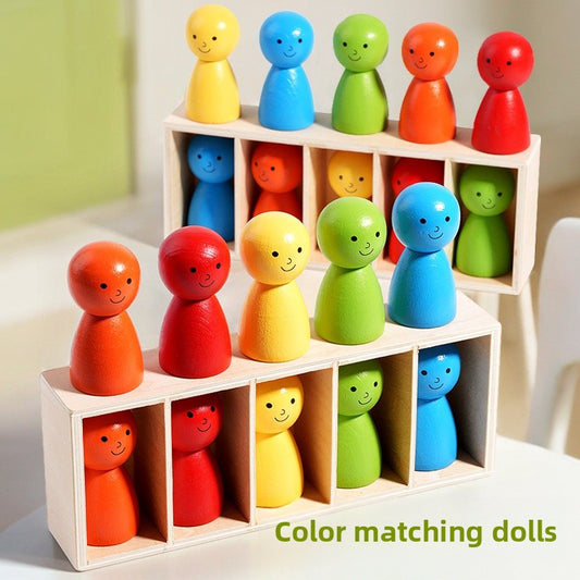 Wooden Cartoon Character Doll For Toddlers, Multicolor Children Unisex Educational Toy