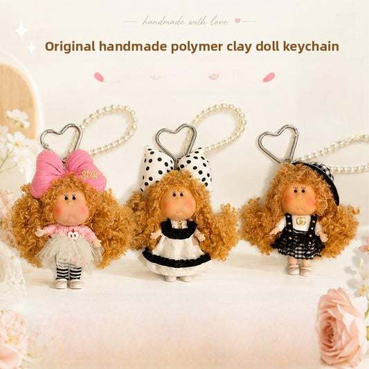 Cartoon Character Soft Clay Key Chain Bag Charm, Perfect For New Year Accessories