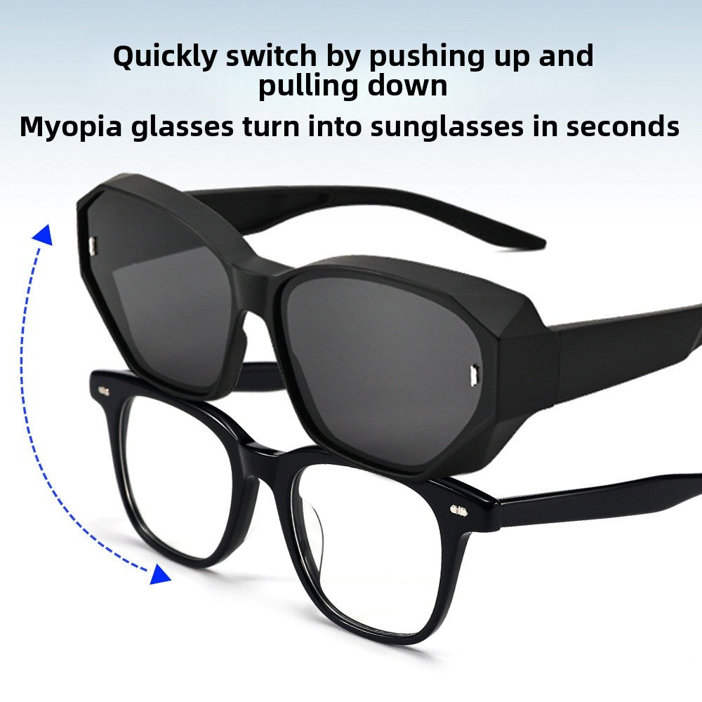 Unisex Polygons Sunglasses With Tac Lens Material In Dyed Black, Perfect For Beach Wear