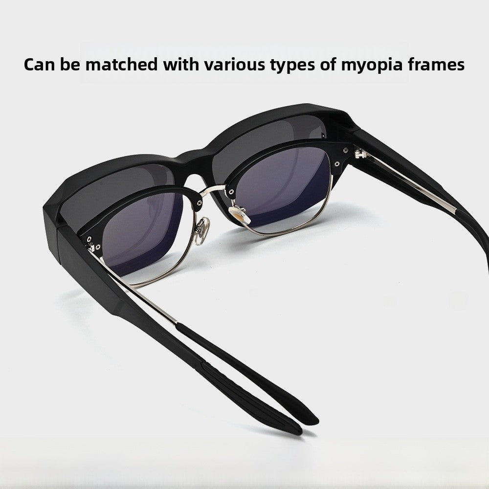 Unisex Polygons Sunglasses With Tac Lens Material In Dyed Black, Perfect For Beach Wear