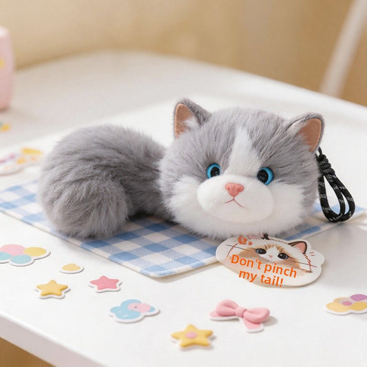 Cute Brown Plush Cat Stuffed Animal Toy For Children's Birthday Gift, Unisex Plush Doll
