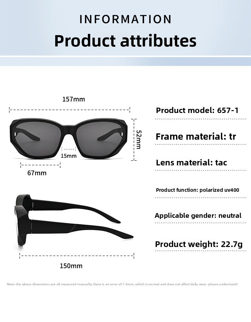 Unisex Polygons Sunglasses With Tac Lens Material In Dyed Black, Perfect For Beach Wear