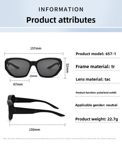 Unisex Polygons Sunglasses With Tac Lens Material In Dyed Black, Perfect For Beach Wear