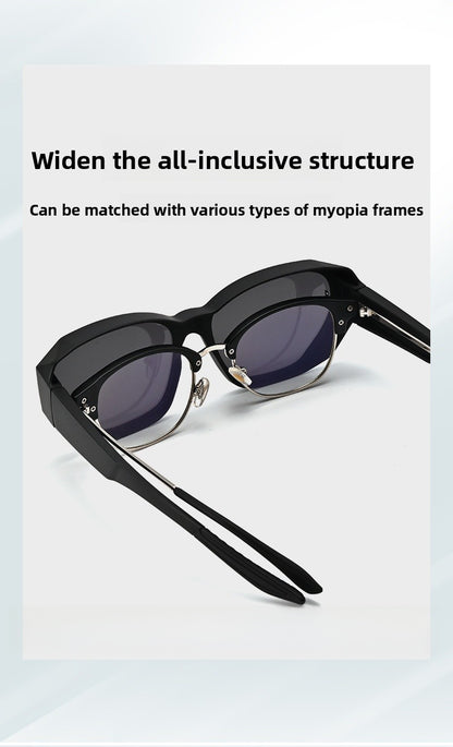 Unisex Polygons Sunglasses With Tac Lens Material In Dyed Black, Perfect For Beach Wear