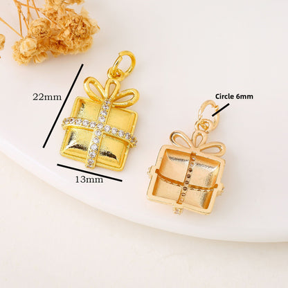 Bow Tie Pendant In Copper With 14K Real Gold Plated Electroplated Finish Featuring Zircon Inlay, Commute Style Jewelry Accessory
