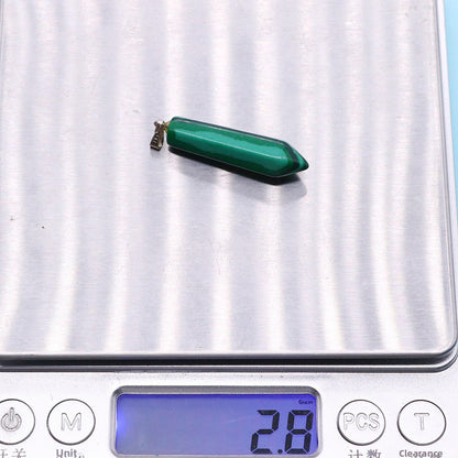 Natural Stone Pendant With Polished Stone Texture Featuring Malachite Inlay In Green