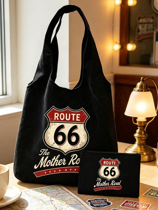 Unisex Polyester Shoulder Bag With Double Handle, Portable Design Suitable For All Seasons
