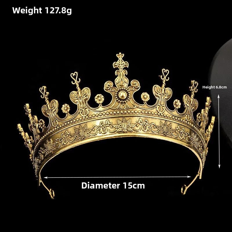 Baroque Style Crown Hair Accessory In Gold Alloy, Unisex, Perfect For Wedding Season