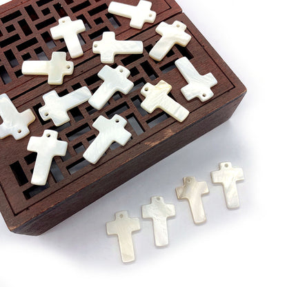 100 PCS White Natural Shell Cross Pendants Featuring Carving Craftsmanship For Jewelry Making