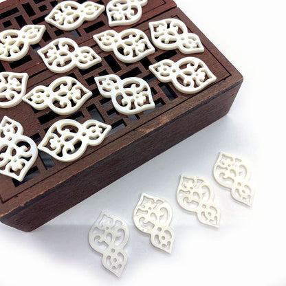50 PCS White Natural Shell Gourd Pendants For Jewelry Making, Polished Finish