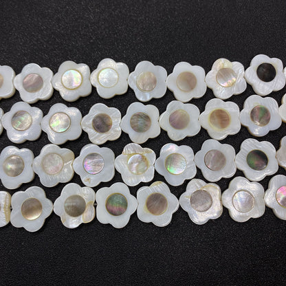 Polished Shell Flowers Beads In Dyed Black Featuring Natural Baroque Style For Jewelry Making