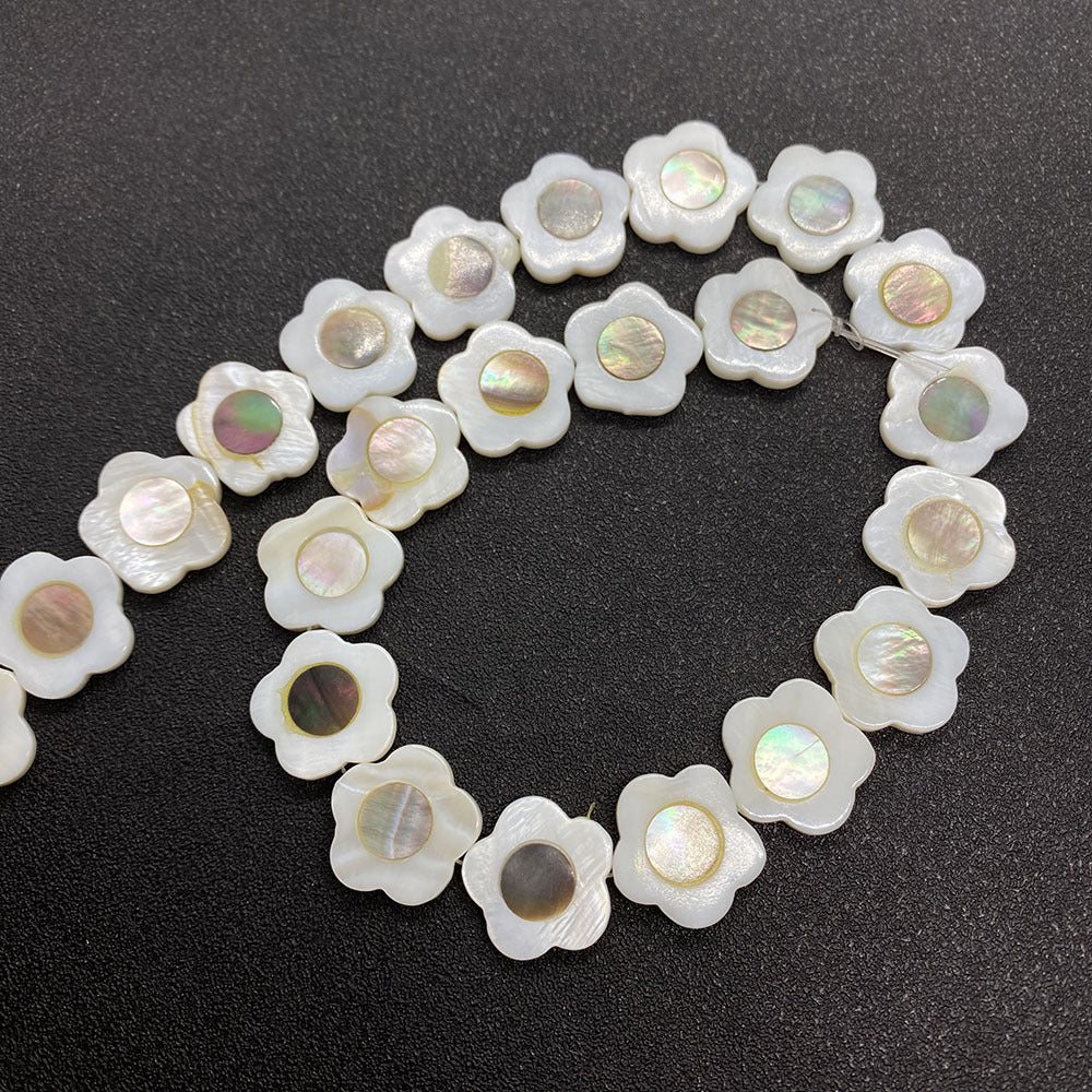 Polished Shell Flowers Beads In Dyed Black Featuring Natural Baroque Style For Jewelry Making