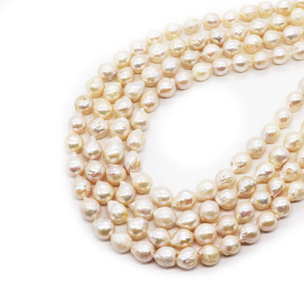 Polished Freshwater Pearl Beads In Baroque Style, 9mm Diameter, Center-Drilled For Jewelry Making