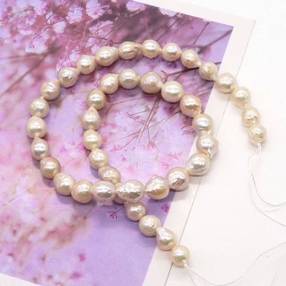 Polished Freshwater Pearl Beads In Baroque Style, 9mm Diameter, Center-Drilled For Jewelry Making