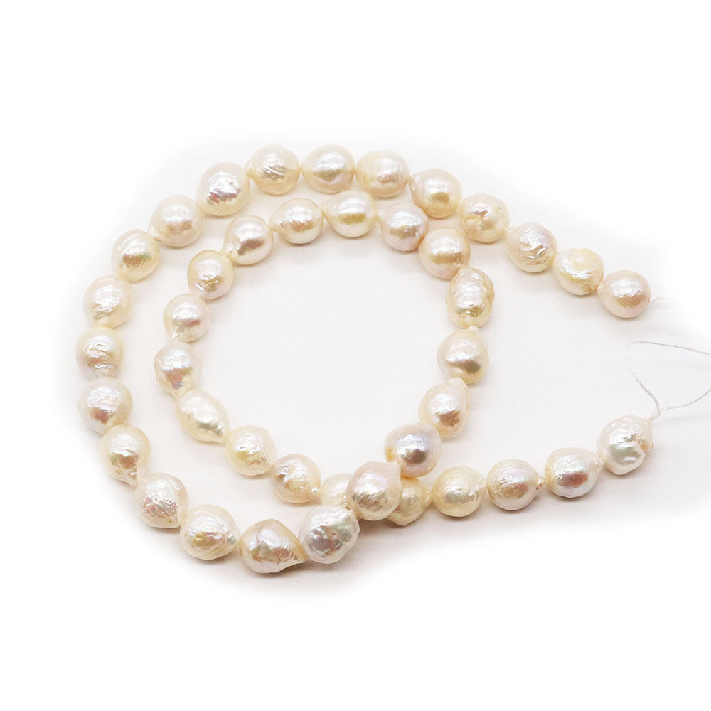 Polished Freshwater Pearl Beads In Baroque Style, 9mm Diameter, Center-Drilled For Jewelry Making