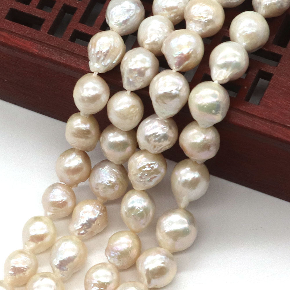 Polished Freshwater Pearl Beads In Baroque Style, 9mm Diameter, Center-Drilled For Jewelry Making