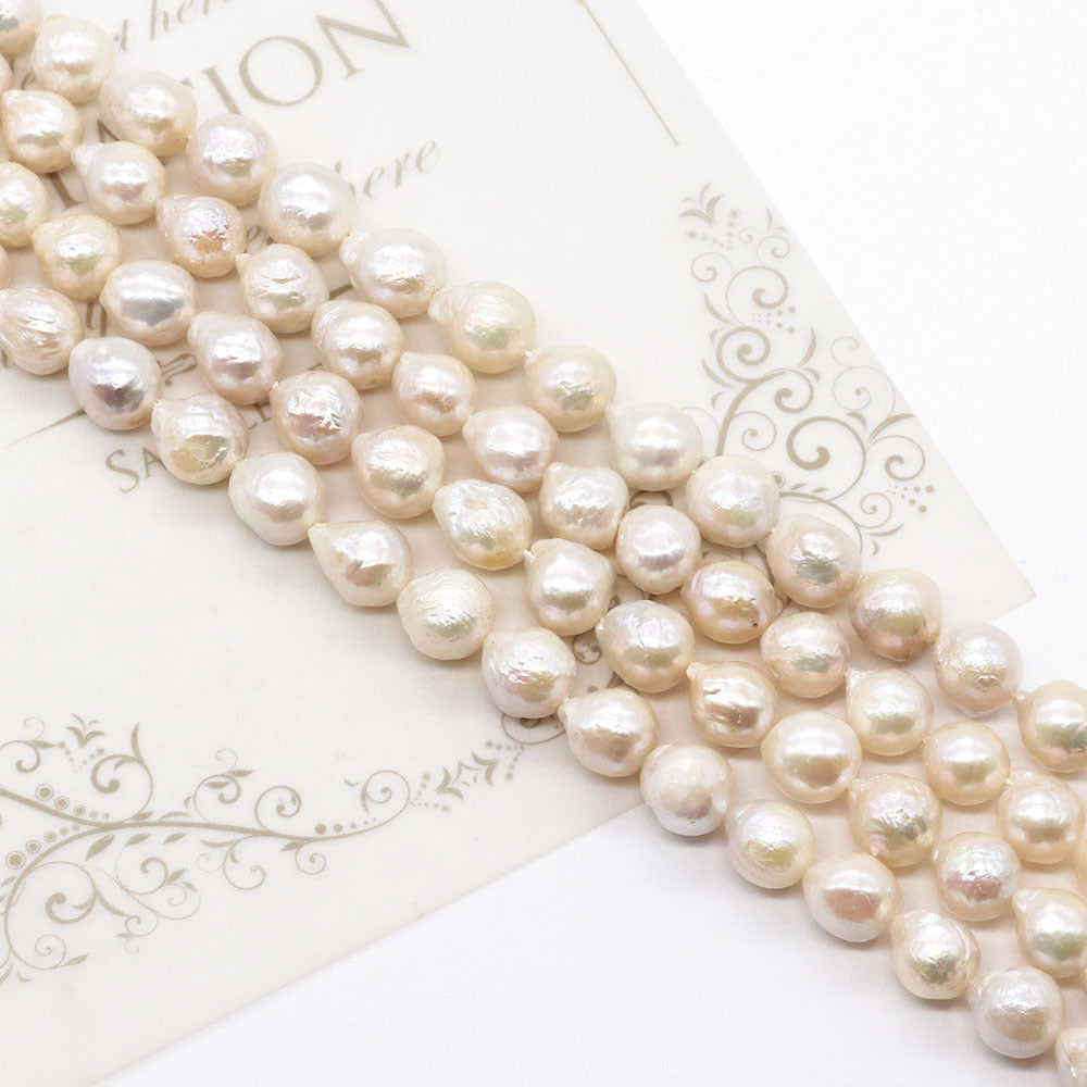 Polished Freshwater Pearl Beads In Baroque Style, 9mm Diameter, Center-Drilled For Jewelry Making