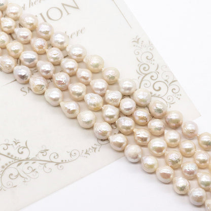 Polished Freshwater Pearl Beads In Baroque Style, 9mm Diameter, Center-Drilled For Jewelry Making