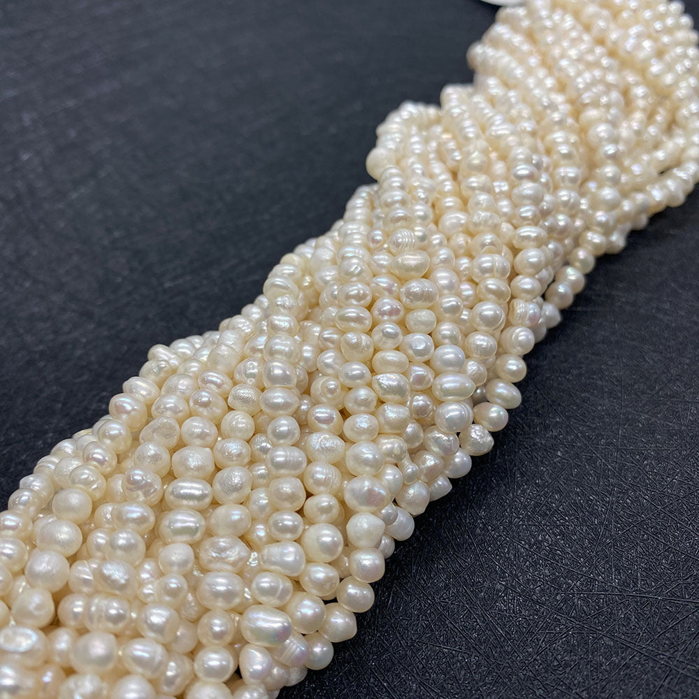 Polished Smooth Round Freshwater Pearl Beads With 3mm Diameter, Baroque Style For Jewelry Making