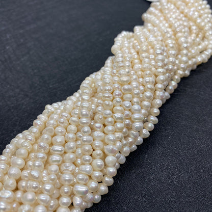 Polished Smooth Round Freshwater Pearl Beads With 3mm Diameter, Baroque Style For Jewelry Making