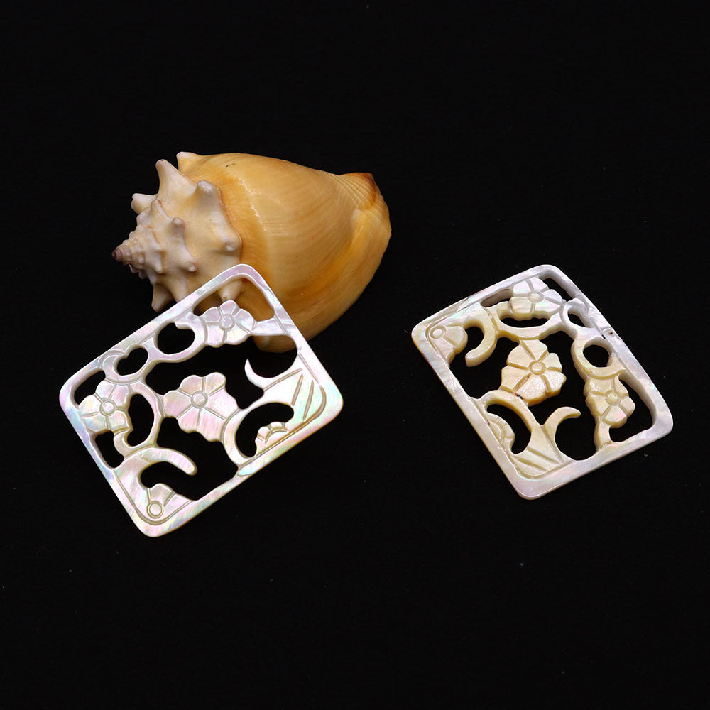 Natural Yellow Shell Pendant Featuring Marine Style Carving For Jewelry Making