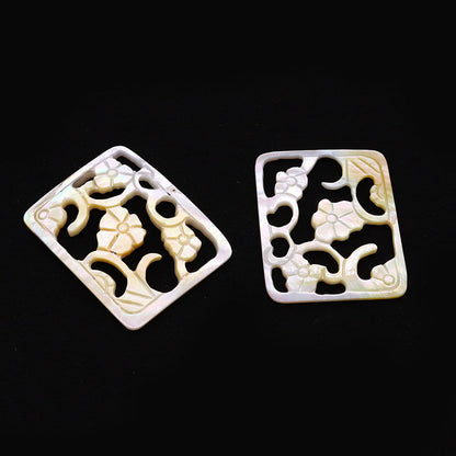 Natural Yellow Shell Pendant Featuring Marine Style Carving For Jewelry Making