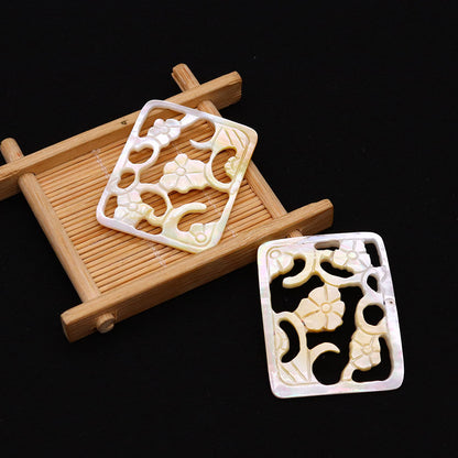 Natural Yellow Shell Pendant Featuring Marine Style Carving For Jewelry Making