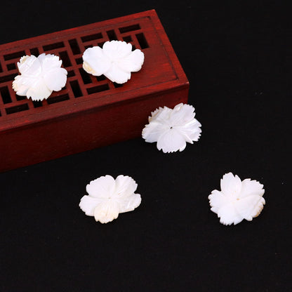 Natural White Shell Flower Beads Carved With Center-Drilled Holes For Jewelry Making