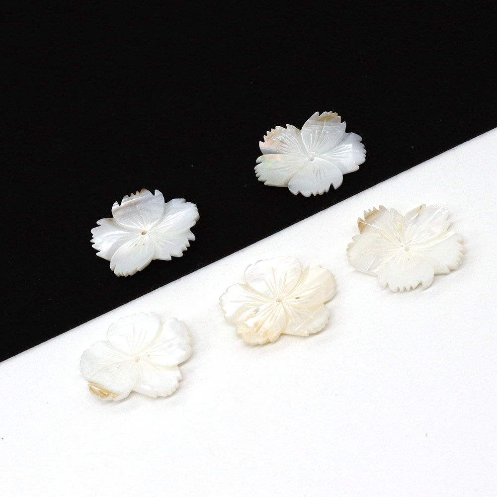 Natural White Shell Flower Beads Carved With Center-Drilled Holes For Jewelry Making