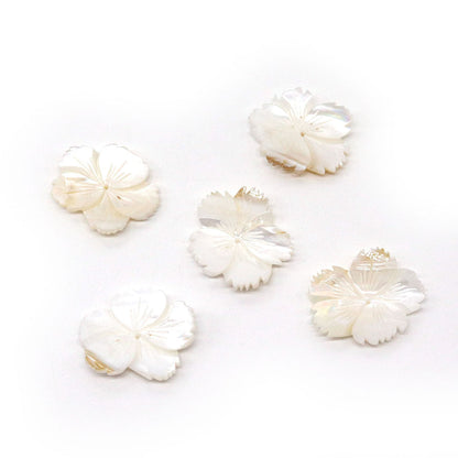 Natural White Shell Flower Beads Carved With Center-Drilled Holes For Jewelry Making