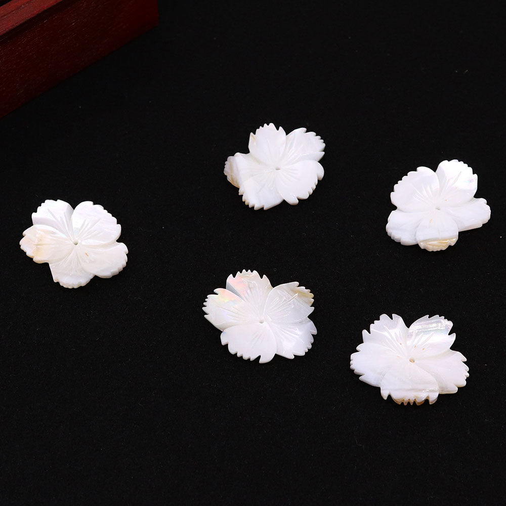 Natural White Shell Flower Beads Carved With Center-Drilled Holes For Jewelry Making