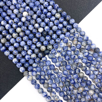 Polished Natural Stone Round Beads With 6 Mm Diameter In Blue For Jewelry Making