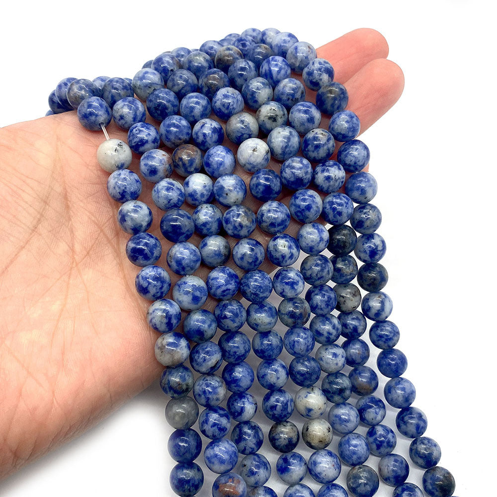 Polished Natural Stone Round Beads With 6 Mm Diameter In Blue For Jewelry Making