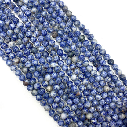 Polished Natural Stone Round Beads With 6 Mm Diameter In Blue For Jewelry Making