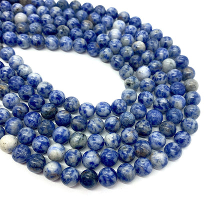 Polished Natural Stone Round Beads With 6 Mm Diameter In Blue For Jewelry Making