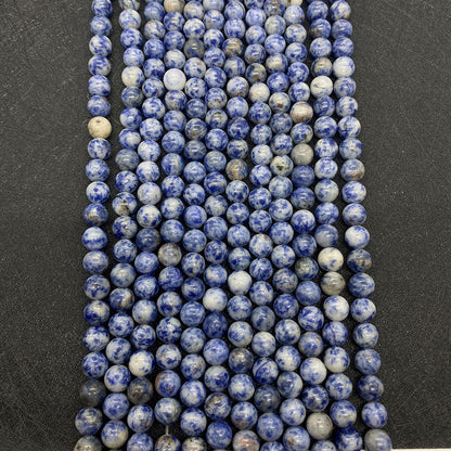 Polished Natural Stone Round Beads With 6 Mm Diameter In Blue For Jewelry Making