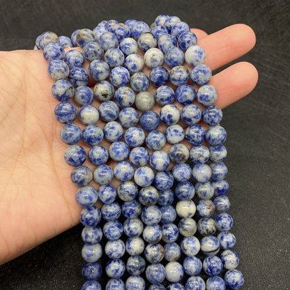 Polished Natural Stone Round Beads With 6 Mm Diameter In Blue For Jewelry Making