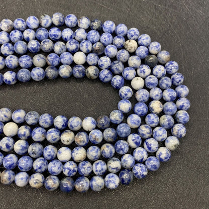 Polished Natural Stone Round Beads With 6 Mm Diameter In Blue For Jewelry Making