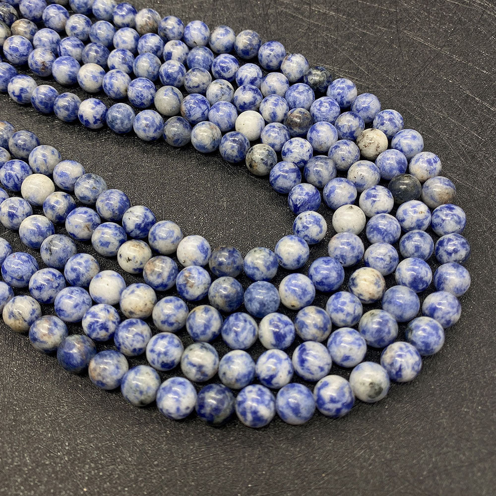 Polished Natural Stone Round Beads With 6 Mm Diameter In Blue For Jewelry Making