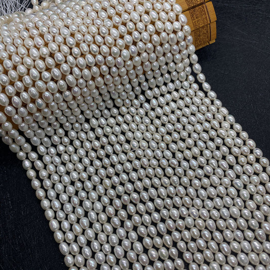 Polished Freshwater Pearl Beads With Seed Bead Inlay, Hole Size 2~2.9mm, White Pearls For Jewelry Making
