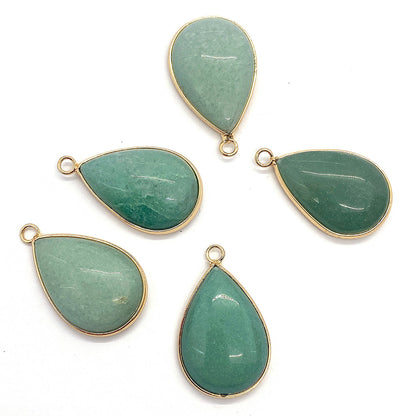 Water Droplets Pendant In Natural Stone With Aventurine Inlay, Green Pastoral Jewelry Accessory