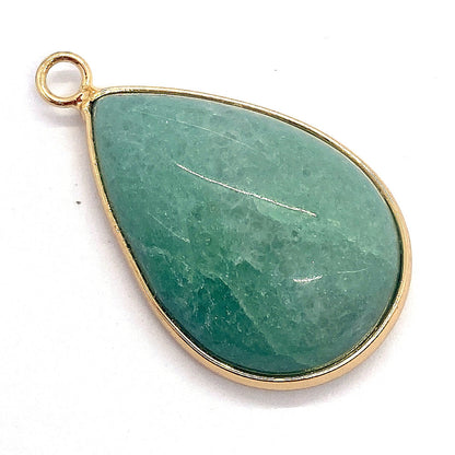 Water Droplets Pendant In Natural Stone With Aventurine Inlay, Green Pastoral Jewelry Accessory
