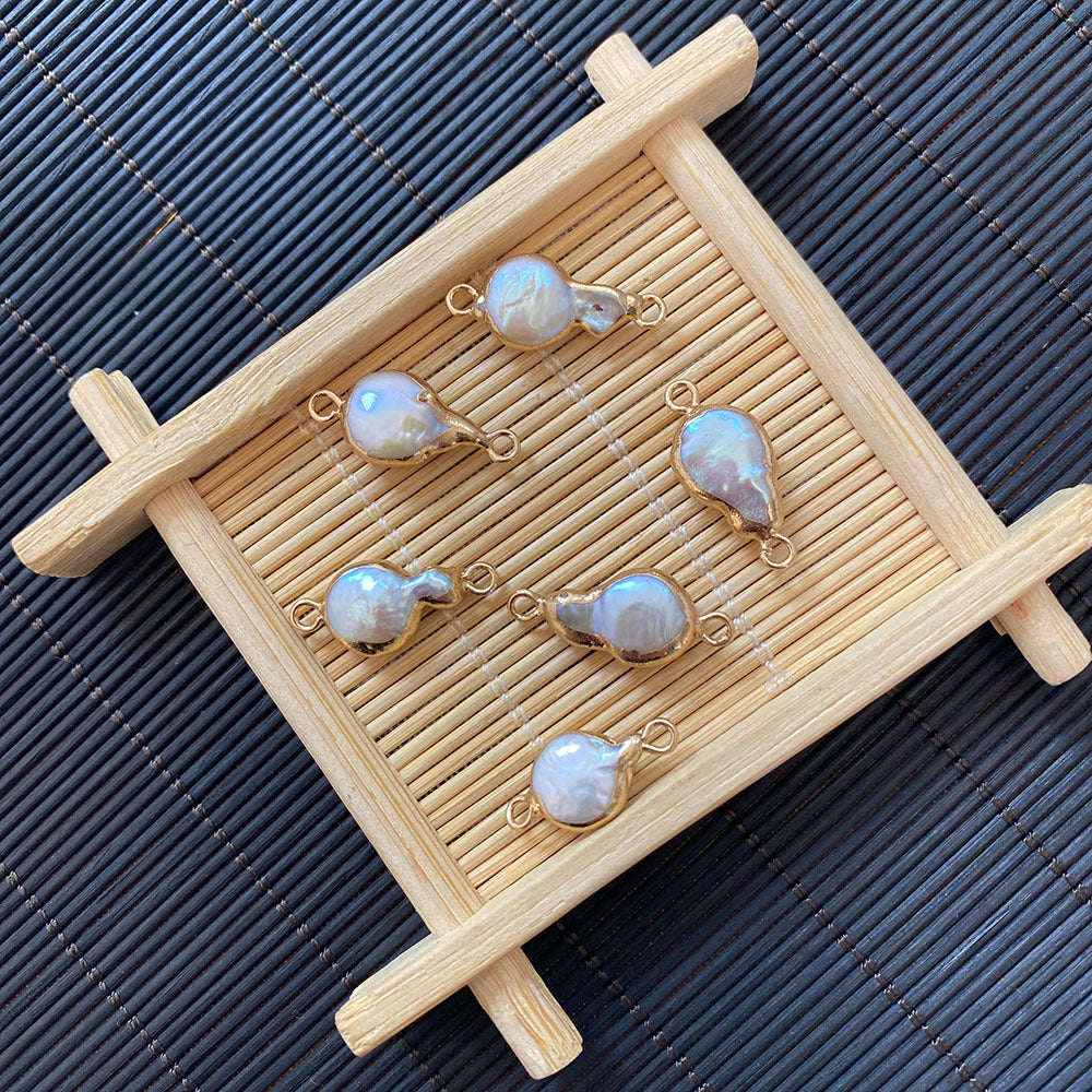 Freshwater Pearl Pendant With Electroplated Craftsmanship In Natural Material, Featuring Pastoral Style Jewelry Accessories