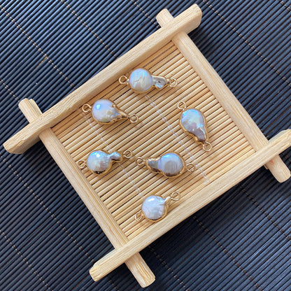 Freshwater Pearl Pendant With Electroplated Craftsmanship In Natural Material, Featuring Pastoral Style Jewelry Accessories