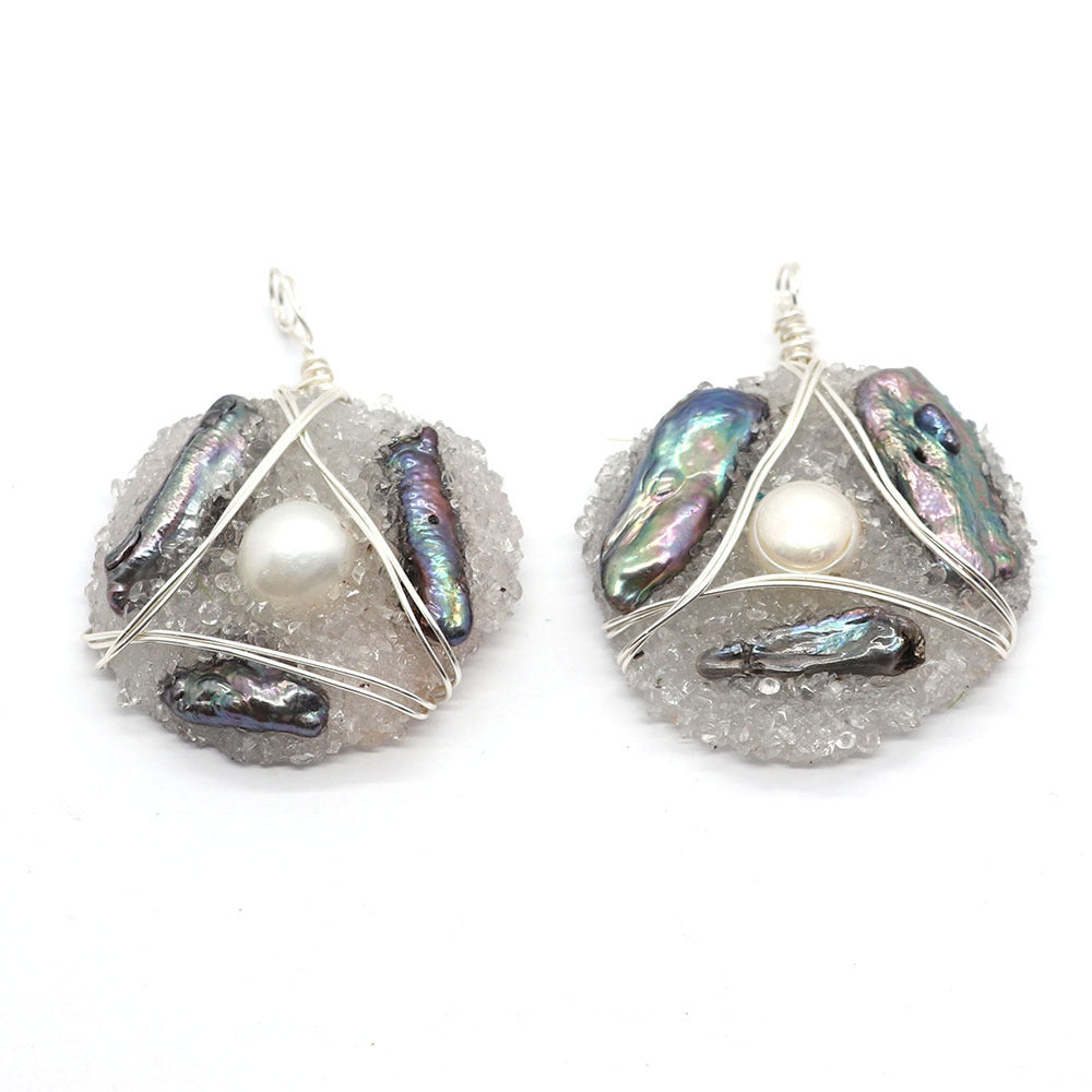 Natural Freshwater Pearl Pendant With Irregular Design And Inlay, Elegant Jewelry Accessory