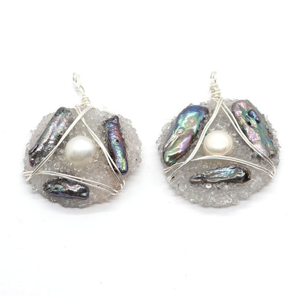 Natural Freshwater Pearl Pendant With Irregular Design And Inlay, Elegant Jewelry Accessory