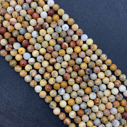 Round Polished Natural Stone Beads With Agate Inlay, Diameter 6 Mm For Jewelry Making
