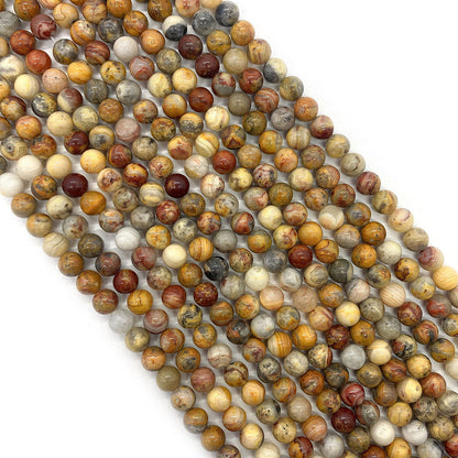 Round Polished Natural Stone Beads With Agate Inlay, Diameter 6 Mm For Jewelry Making