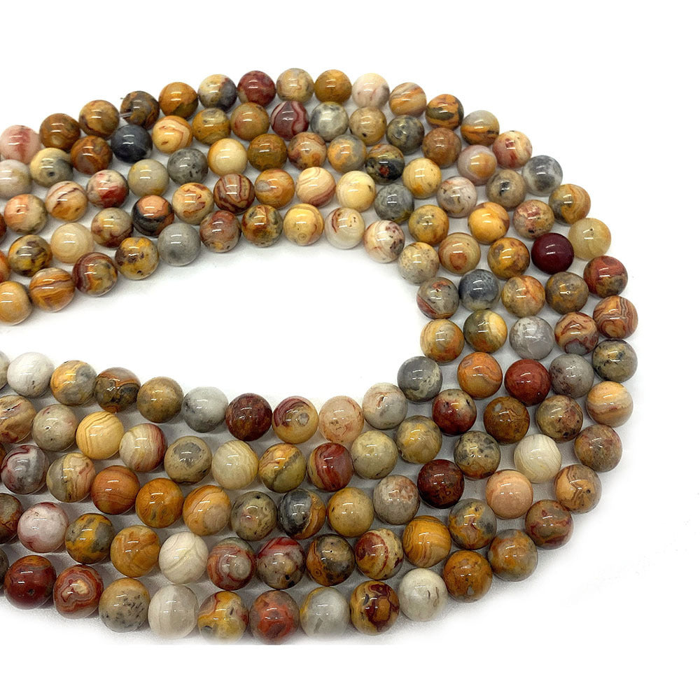 Round Polished Natural Stone Beads With Agate Inlay, Diameter 6 Mm For Jewelry Making