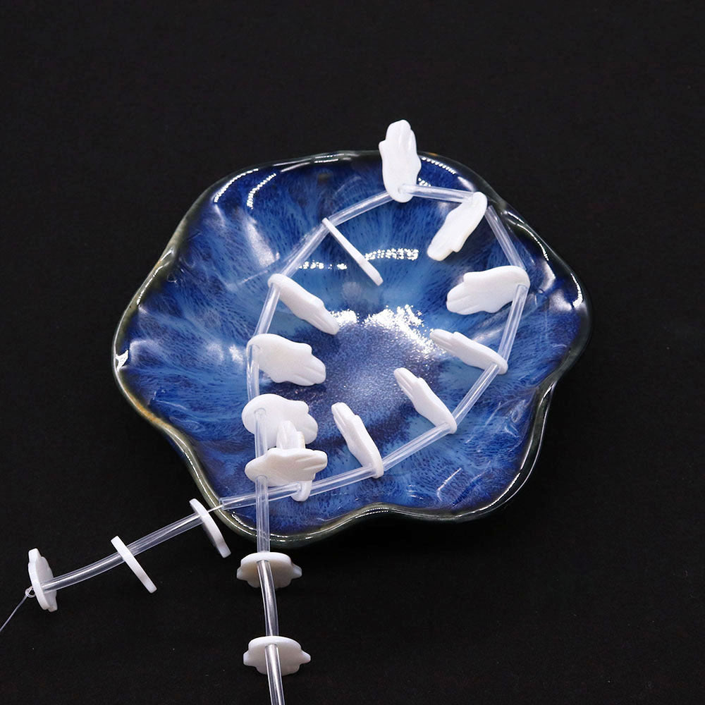 20 PCS Package Of Natural Shell Palm Beads Featuring Carving Craft For Jewelry Making